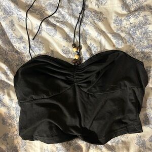 Black Beaded Halter Top – Statement Y2K Vibes 🖤